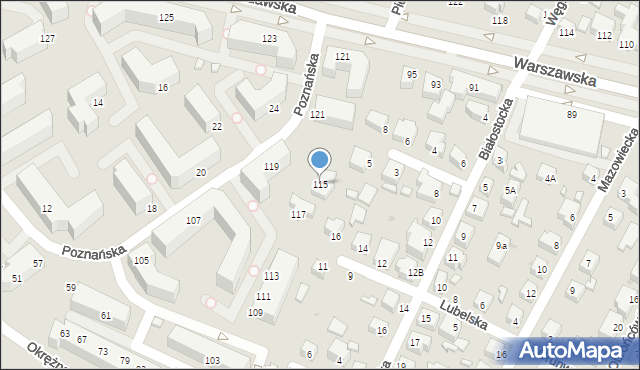 Siedlce, Poznańska, 115, mapa Siedlce