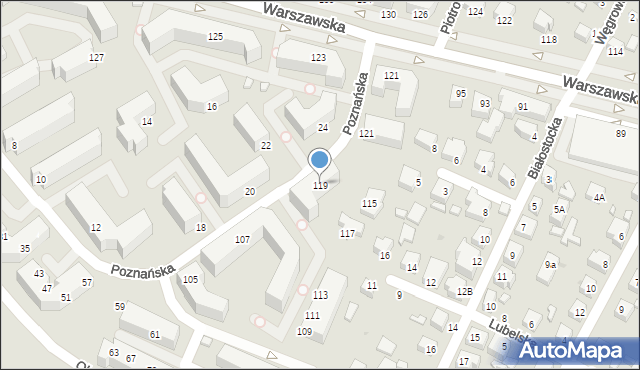 Siedlce, Poznańska, 119, mapa Siedlce