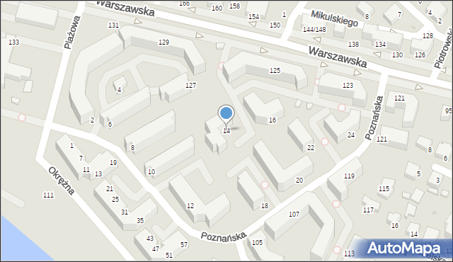 Siedlce, Poznańska, 14, mapa Siedlce