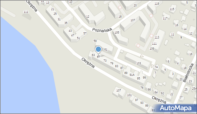 Siedlce, Poznańska, 67, mapa Siedlce