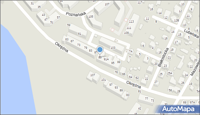 Siedlce, Poznańska, 89, mapa Siedlce