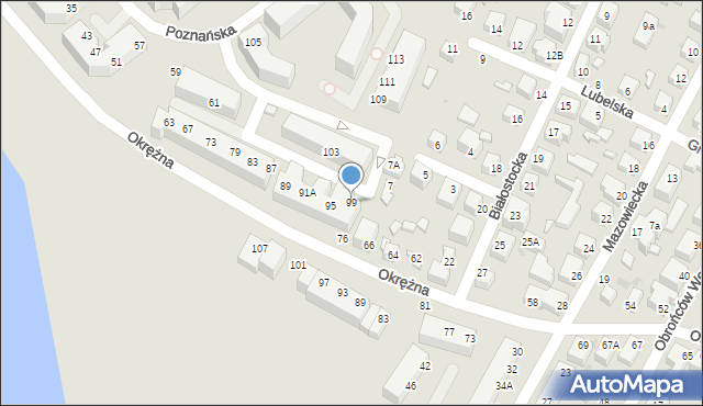 Siedlce, Poznańska, 99, mapa Siedlce