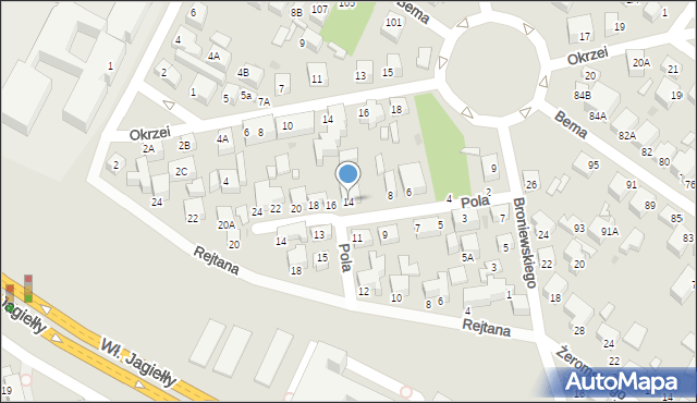 Siedlce, Pola Wincentego, 14, mapa Siedlce
