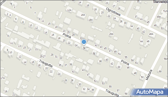 Siedlce, Polna, 28, mapa Siedlce