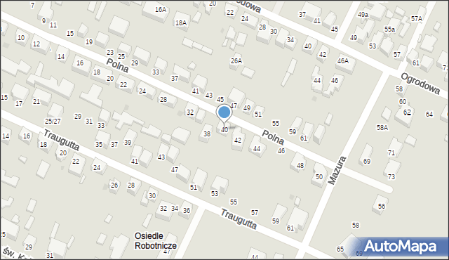 Siedlce, Polna, 40, mapa Siedlce