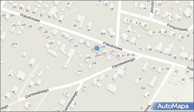 Siedlce, Południowa, 107, mapa Siedlce