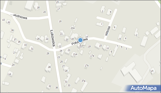 Siedlce, Południowa, 21, mapa Siedlce