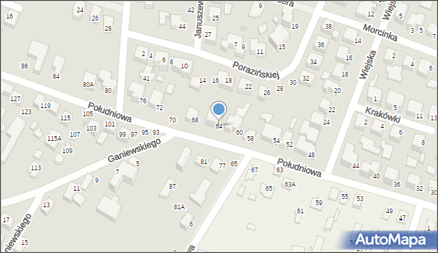 Siedlce, Południowa, 64, mapa Siedlce