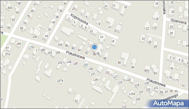 Siedlce, Południowa, 90, mapa Siedlce