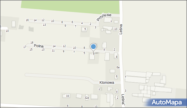 Siedlec, Polna, 3, mapa Siedlec