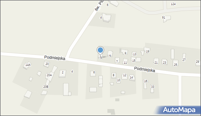 Siedlin, Podmiejska, 3, mapa Siedlin