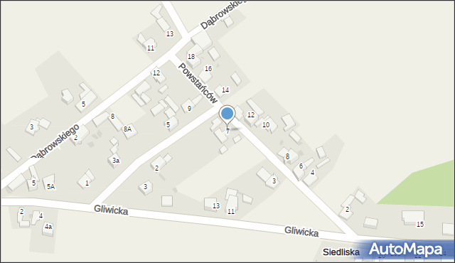 Siedliska, Powstańców, 7, mapa Siedliska