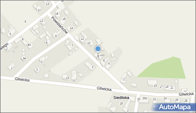 Siedliska, Powstańców, 8, mapa Siedliska