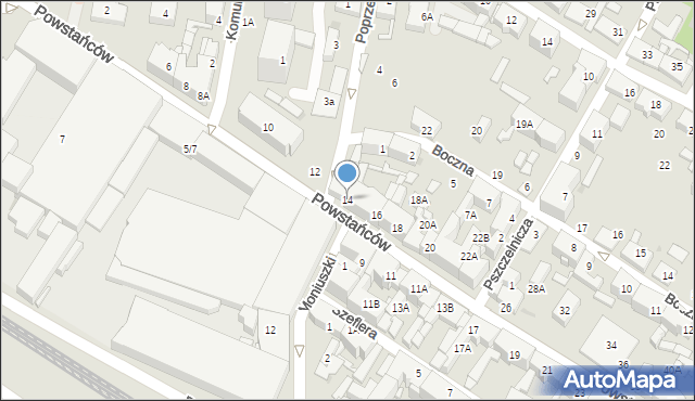 Siemianowice Śląskie, Powstańców, 14, mapa Siemianowice Śląskie
