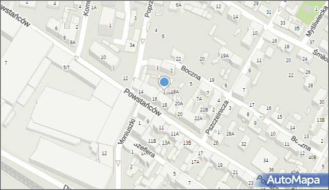 Siemianowice Śląskie, Powstańców, 18B, mapa Siemianowice Śląskie
