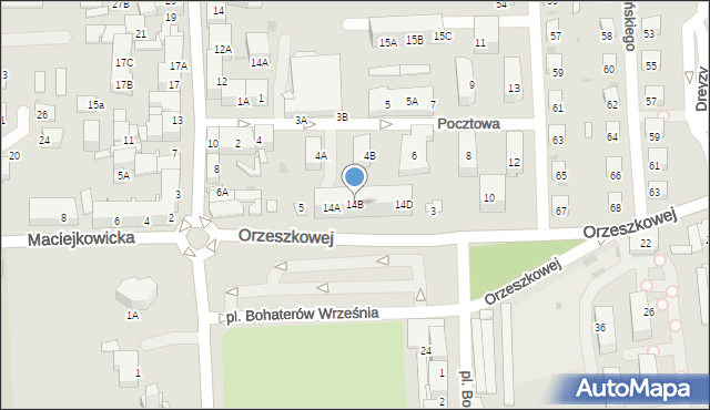 Siemianowice Śląskie, Pocztowa, 14B, mapa Siemianowice Śląskie