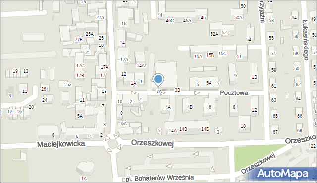 Siemianowice Śląskie, Pocztowa, 3A, mapa Siemianowice Śląskie