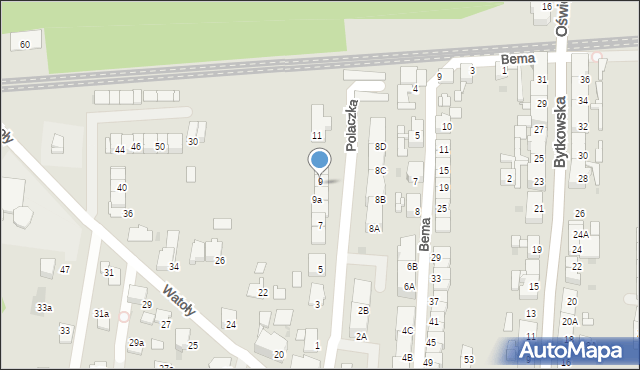 Siemianowice Śląskie, Polaczka Jana, 9b, mapa Siemianowice Śląskie