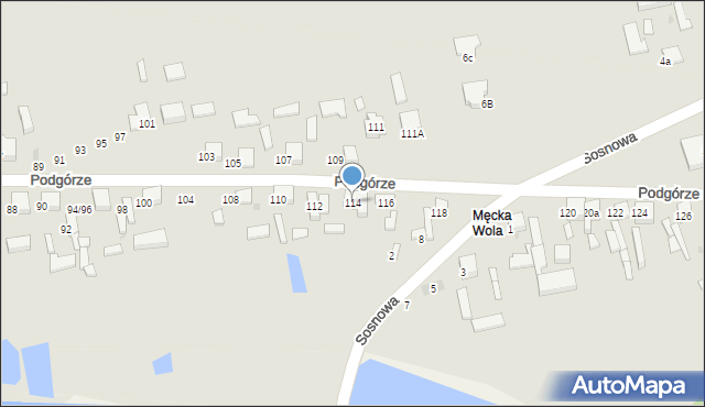 Sieradz, Podgórze, 114, mapa Sieradz