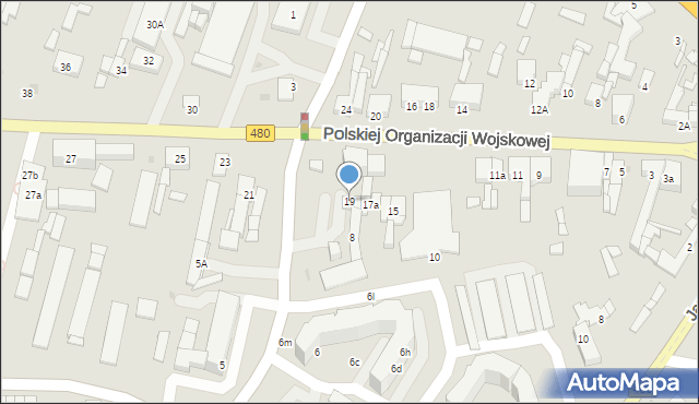 Sieradz, Polskiej Organizacji Wojskowej, 19, mapa Sieradz