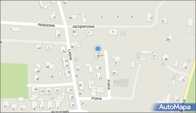 Sieraków, Polna, 26, mapa Sieraków