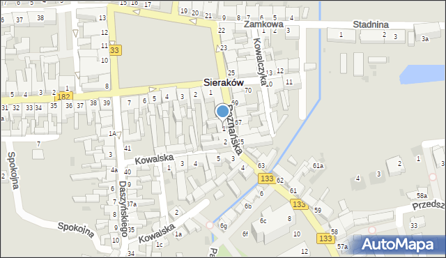 Sieraków, Poznańska, 1, mapa Sieraków