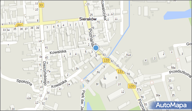 Sieraków, Poznańska, 4, mapa Sieraków