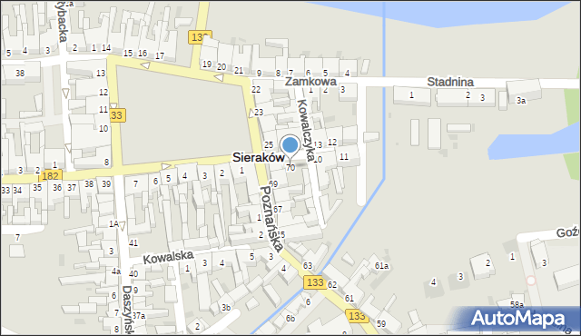 Sieraków, Poznańska, 70, mapa Sieraków