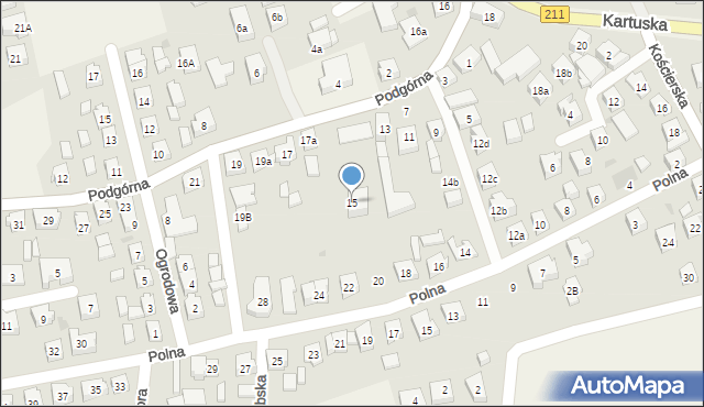 Sierakowice, Podgórna, 15, mapa Sierakowice