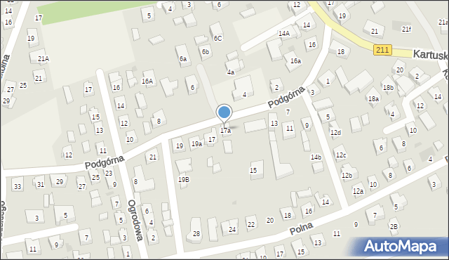 Sierakowice, Podgórna, 17a, mapa Sierakowice