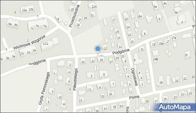 Sierakowice, Podgórna, 75, mapa Sierakowice