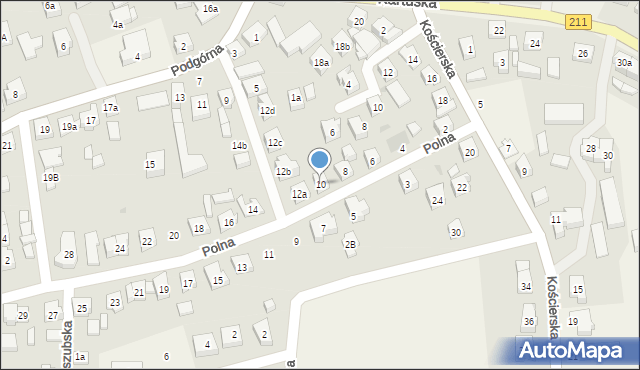 Sierakowice, Polna, 10, mapa Sierakowice