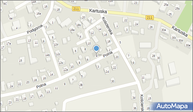 Sierakowice, Polna, 4, mapa Sierakowice