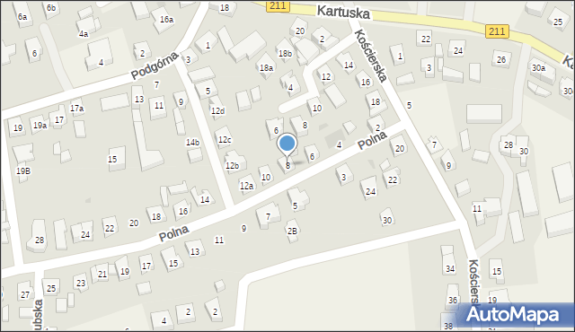 Sierakowice, Polna, 8, mapa Sierakowice