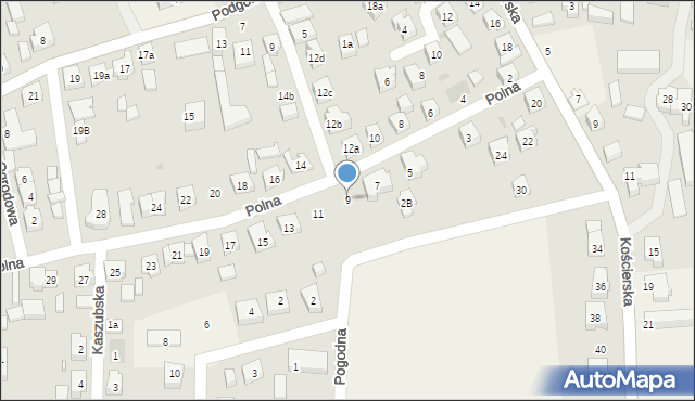 Sierakowice, Polna, 9, mapa Sierakowice