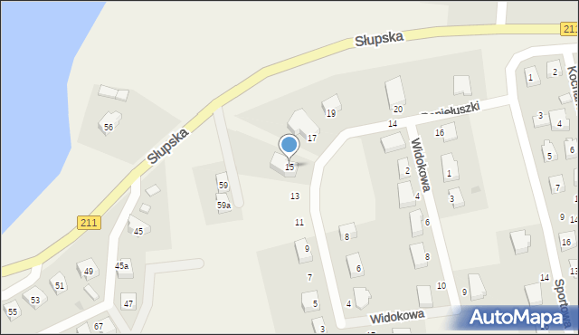 Sierakowice, Popiełuszki Jerzego, bł. ks., 15, mapa Sierakowice