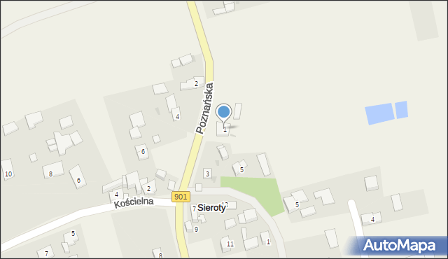 Sieroty, Poznańska, 1, mapa Sieroty