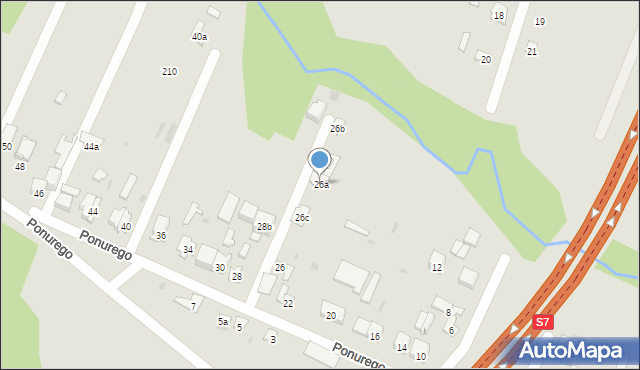 Skarżysko-Kamienna, Ponurego, 26a, mapa Skarżysko-Kamienna