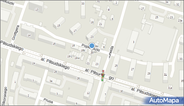 Skarżysko-Kamienna, Popiełuszki Jerzego, bł. ks., 20, mapa Skarżysko-Kamienna