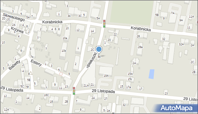 Skawina, Popiełuszki Jerzego, bł. ks., 3b, mapa Skawina