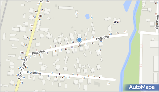 Skierniewice, Pogodna, 20, mapa Skierniewic