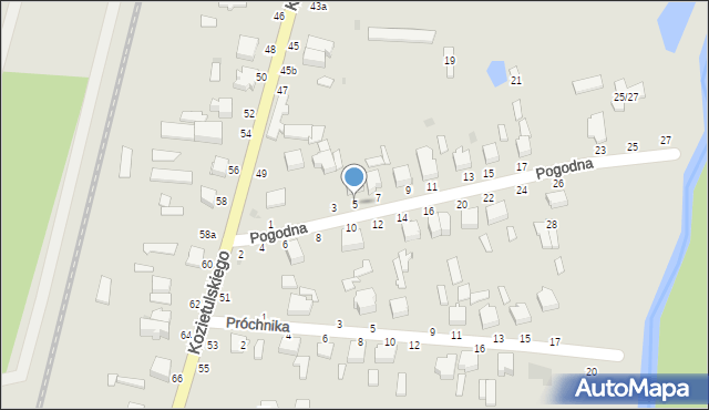 Skierniewice, Pogodna, 5, mapa Skierniewic
