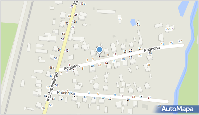 Skierniewice, Pogodna, 7, mapa Skierniewic