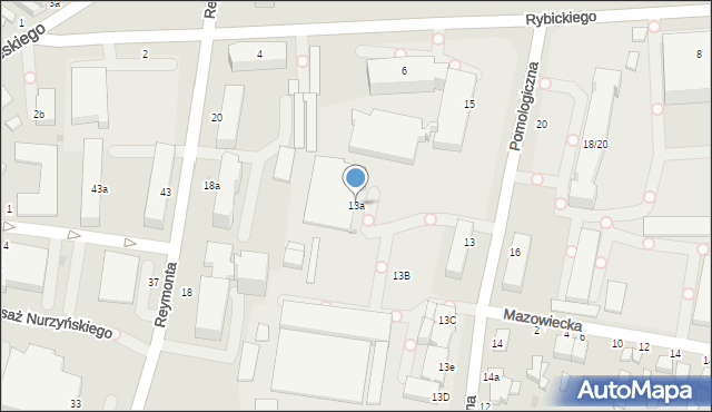Skierniewice, Pomologiczna, 13a, mapa Skierniewic