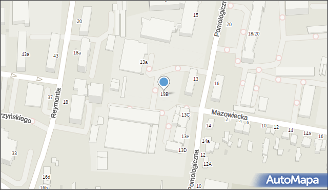 Skierniewice, Pomologiczna, 13B, mapa Skierniewic