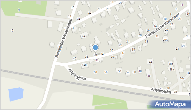 Skierniewice, Powstańców Warszawy, 36, mapa Skierniewic