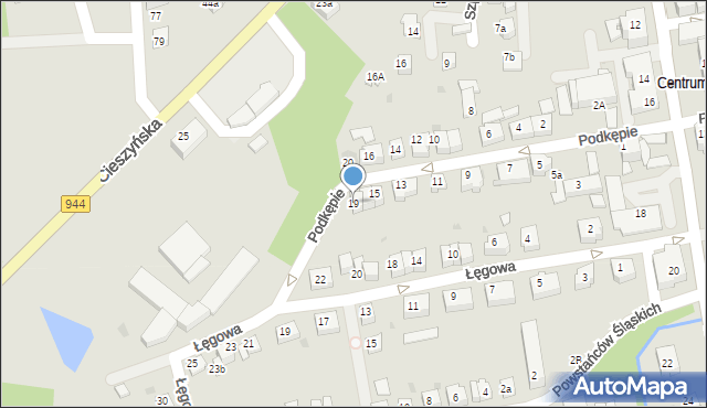 Skoczów, Podkępie, 19, mapa Skoczów