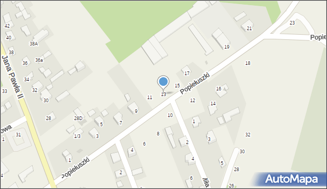 Skopanie, Popiełuszki Jerzego, bł. ks., 13, mapa Skopanie