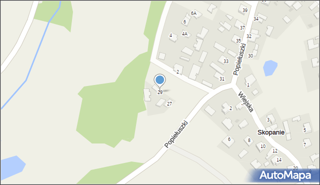 Skopanie, Popiełuszki Jerzego, bł. ks., 29, mapa Skopanie