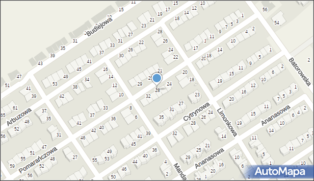 Skórzewo, Pomarańczowa, 28, mapa Skórzewo